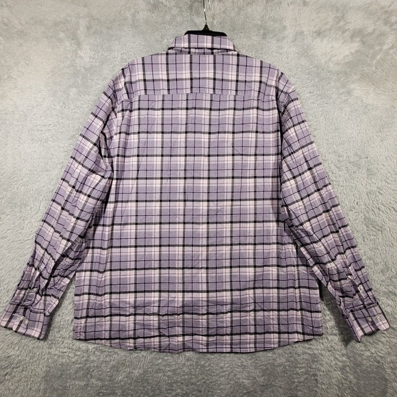 Claiborne Stretch Shirt Mens XXL Purple Plaid Long Sleeve Button Up‎ - Picture 4 of 7